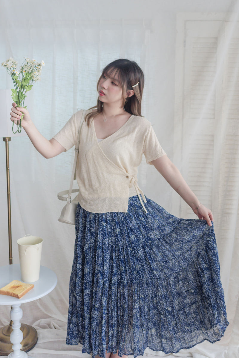 Floral Layers Skirt  輕柔漫舞碎花百褶長裙/ SK8900 (navy sold out)