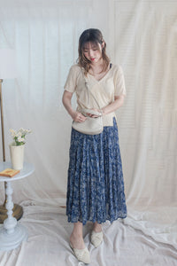 Floral Layers Skirt  輕柔漫舞碎花百褶長裙/ SK8900 (navy sold out)