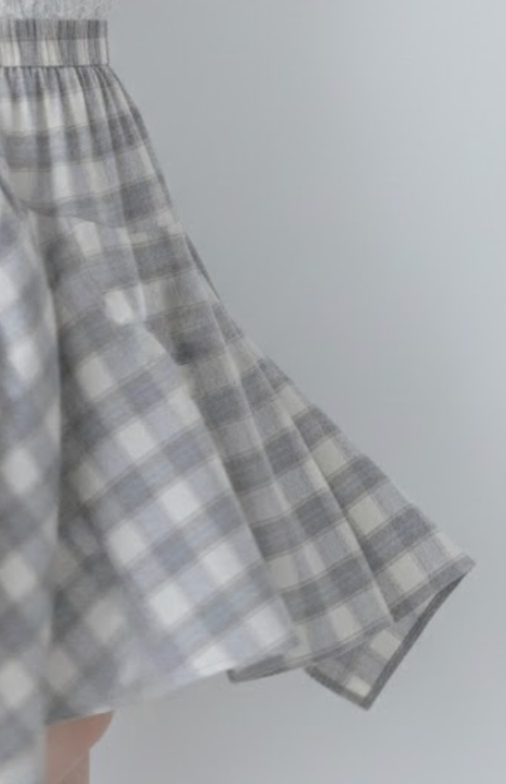 Asymmetrical Checked Skirt 不規則裙擺淡格紋半裙/ SK8924 （pre-order navy 3月3截單)
