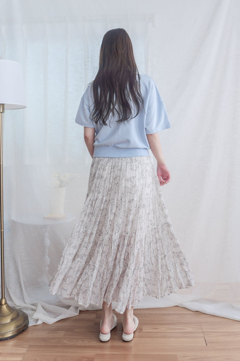 Floral Layers Skirt  輕柔漫舞碎花百褶長裙/ SK8900 (navy sold out)