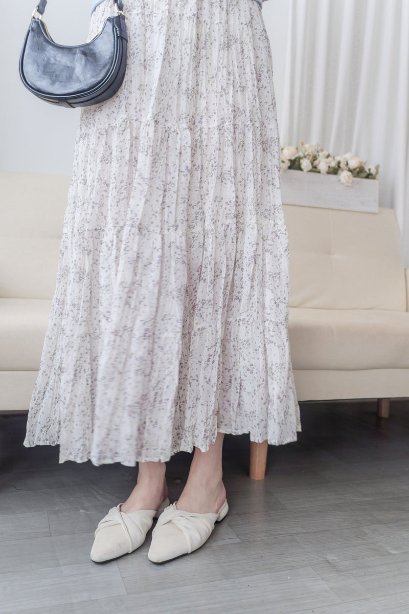 Floral Layers Skirt  輕柔漫舞碎花百褶長裙/ SK8900 (navy sold out)