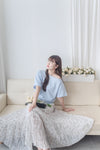Floral Layers Skirt  輕柔漫舞碎花百褶長裙/ SK8900 (navy sold out)
