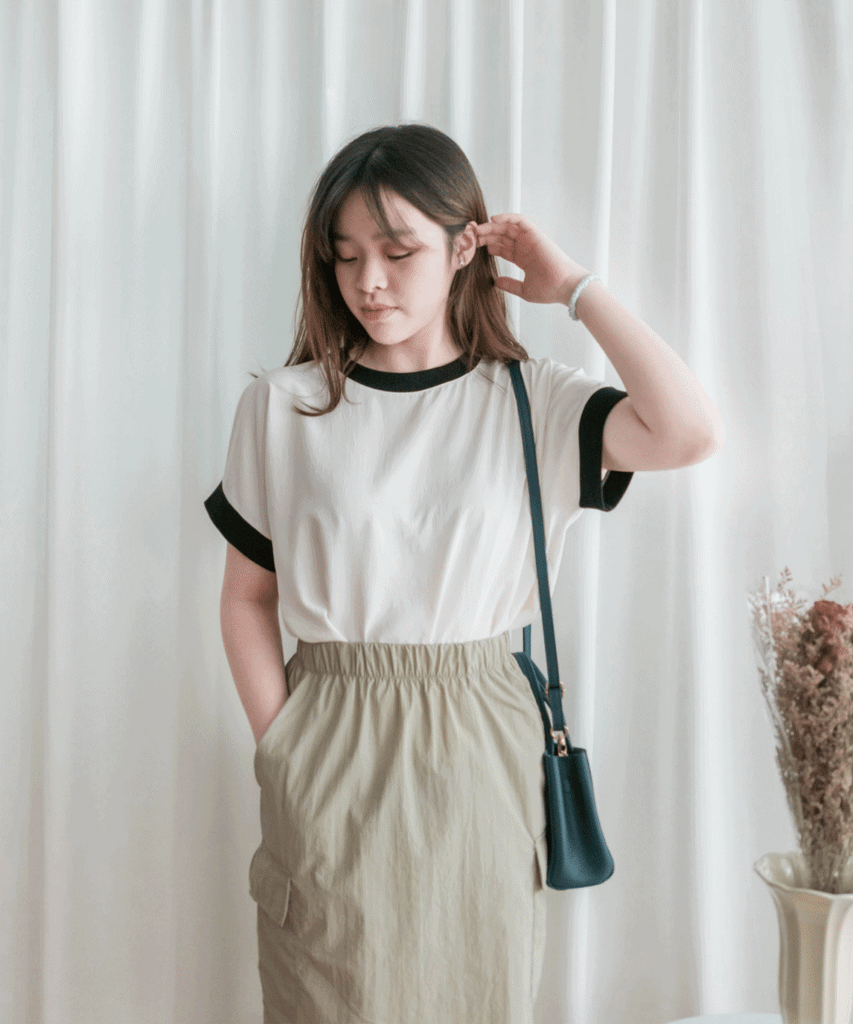 Chiffon SweaterShirt 雙拼色不規則設計雪紡衛衣, Blouse/ TP8890 (beige sold out)