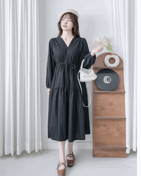 Sophie Dress 柔軟擋風燈芯絨V領連身裙/ DS1031