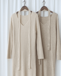 Vest Neck Dress V領側開叉彈性針織裙/ DS1034