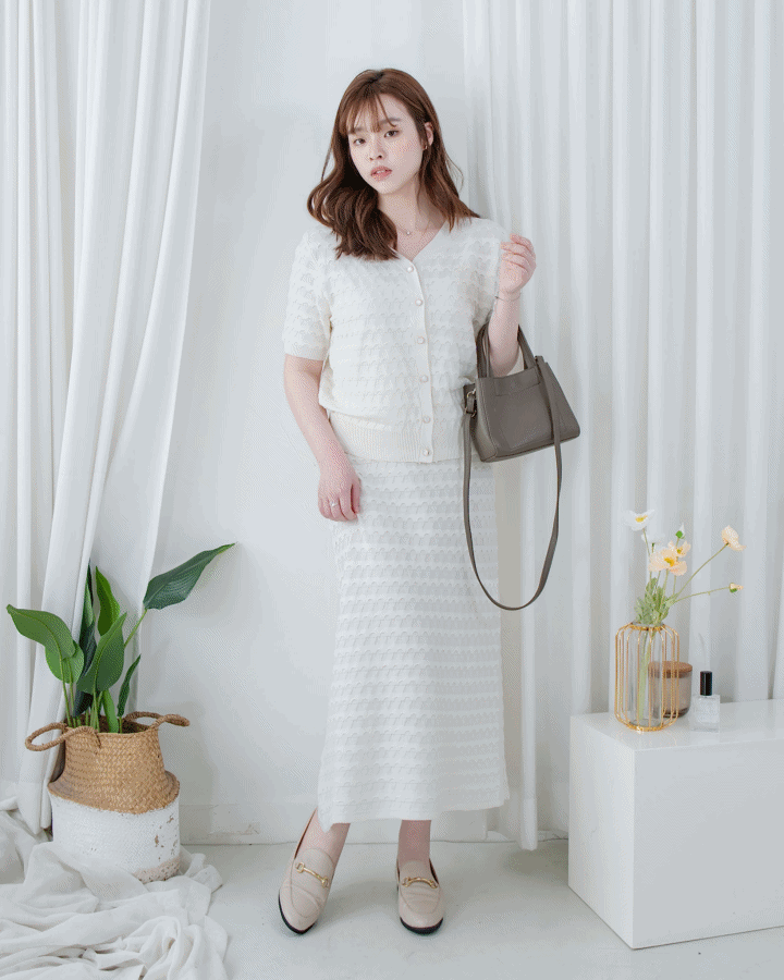 Geometric Knit Set 精緻百搭幾何織紋針織套裝/ SE8111