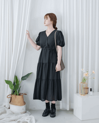 [ 限時重開訂購🕣 ] Secret Check Dress 質感暗格疊領側修腰連身裙 / DS1103