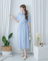 [Limited Restock] Stripe Dress 隨性條紋恤衫修腰連身裙/ DS1108