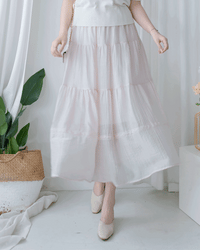【現貨限量回歸 】Sakura Lace Skirt 櫻花粉通花層次質感傘裙/ SK8938