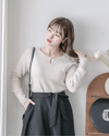 Pearl Top 珍珠領羅紋設計上衣/ KT8186