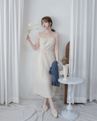 Dora Dress 前後細節領口修腰吊帶連身裙/ DS1091 (pre-order)