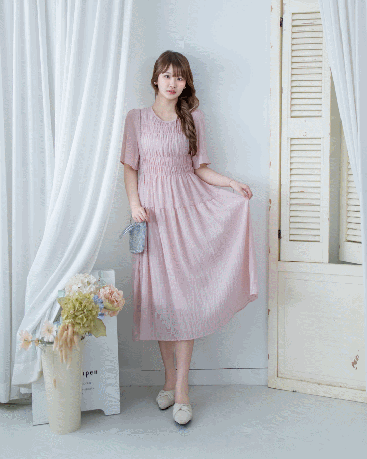 Secret Check Dress 暗格紋雪紡顯瘦修身連衣裙 / DS1127 (Pre-order 5月28截單)