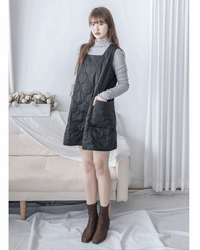 Cotton-padded Dress 黑色夾棉輕保暖A形背心裙/ DS1041