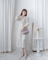 【現貨限量回歸 】Starry Embroidery Dress 流星刺繡花邊後橡筋修腰連身裙/ DS1094