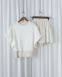 Cloud Beige Set 雲朵細褶彈性裙褲套裝/ SE9224 (pre-order 5月28截單)