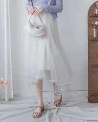 Asymmetric Veil Skirt 彈性腰身不規則層次紗裙/ SK8935