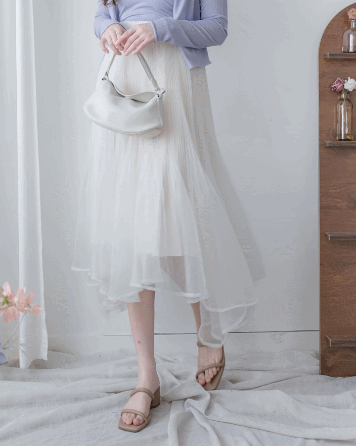 Asymmetric Veil Skirt 彈性腰身不規則層次紗裙/ SK8935