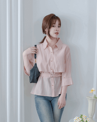 Trench Blouse 風衣感雙層修腰襯衫外套/ BU9141