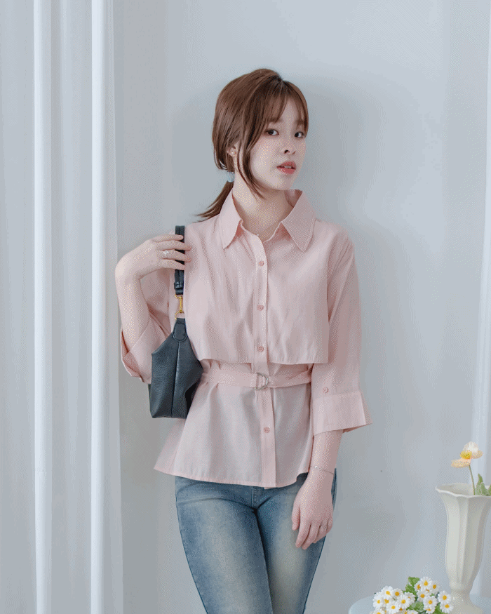 Trench Blouse 風衣感雙層修腰襯衫外套/ BU9141