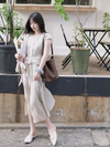 Front Twist Dress 杏色前綁帶簡約連身裙/ DS9972