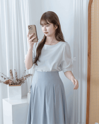 Ribbon Blouse 船領免綁裝飾蝴蝶每日上衣/ BU9140