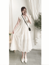 Ivory Sunflower Dress 通花荷葉手袖花邊連身裙/ DS9870