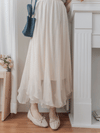 Flair 絲帶橡筋腰輕優雅不規則傘裙擺 Skirt/ SK8882 (pre-order beige)