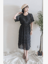 Patterned Lace Floral Dress 格紋通花感印花修腰連身裙/ DS9886