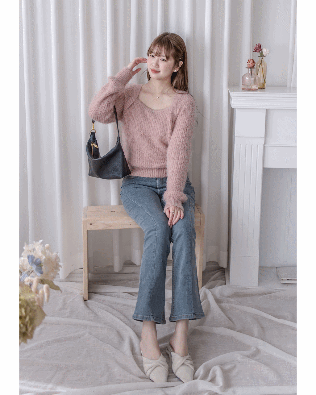 Square collar Mellow Top 顯鎖骨方領親膚針織上衣/ KT8192 (pre-order ivory/softpink 1月25截單)