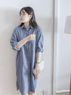 Shirt Stripe Dress 寬鬆微修身感直條紋恤衫裙 （可當外套) / DS1000