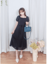 Black Garden Dress 黑色方領立體小花連身裙/ DS9879