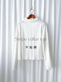 【intent X Korea label】Stripe Collar Top 不貼口木耳邊小高領直紋合身上衣/ TP9101