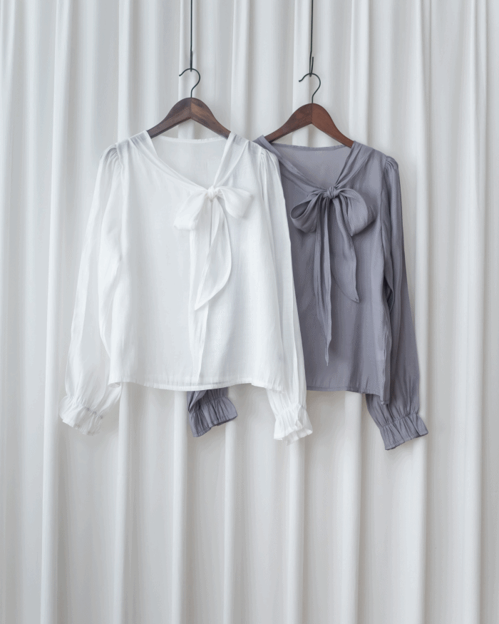 [intent label/intent製 ] Scarf Ribbon Blouse 微側蝴蝶結質感飄逸上衣/ BU9123