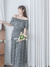 Shadow Floral Dress 黑白影子印花修腰連身裙/ DS9953