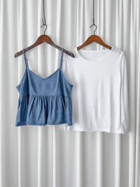 Denim Set 可調肩帶牛仔吊帶背心兩件套/ TP9126