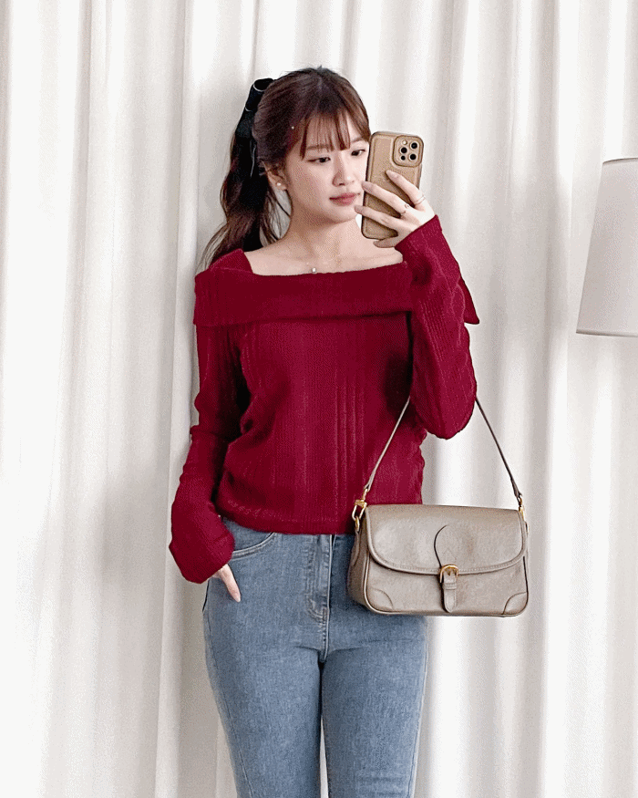 Off Collar Top 領口設計側車褶上衣/ TP9202