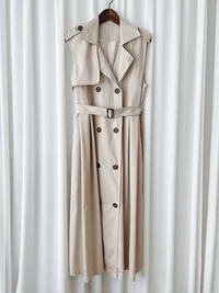 Trench Vest Dress 杏色背心風衣連身裙或外套/ DS9866