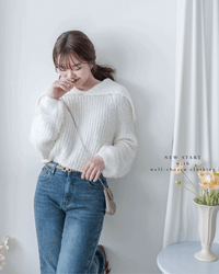Sophie Knit Top 親膚針織大翻領V領上衣/ KT8193 (pre-order white)