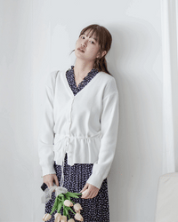 Floral Edge Cardigan 花邊修身彈力輕修腰針織上衣外套/ TP9209