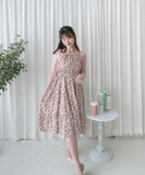 Pastel Floral 垂感淡彩可調入膊後蝴蝶飄逸裙擺, Dress/ DS9268