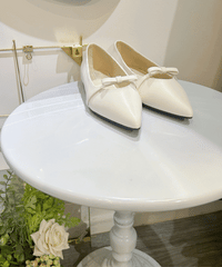 (不刮腳足碼款～) White point ribbon, flats/ SH8128 （所有鞋款需訂貨)