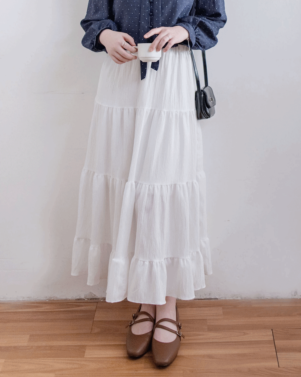 【現貨限量回歸】Serene Skirt 輕優雅防皺暗條紋傘裙/ SK8931