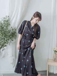 Bouquet Dress 藍色花束包式穿著連身裙/ DS9869