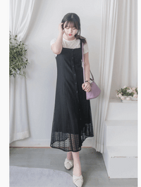 Vest Lace Dress 修身顯瘦蕾絲方領背心裙/ DS9946 (pre-order white)