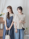 Ruffle Chest Blouse  彈性橡筋衣領傘袖上衣/ BU9117