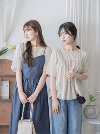 Ruffle Chest Blouse  彈性橡筋衣領傘袖上衣/ BU9117