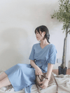 Side Slit Denim V領牛仔色開叉手袖 Dress/ DS9892 (pre-order)