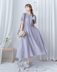 [intent label/ intent 製]  Alice Dress 前後兩穿單排鈕質感暗條紋連身裙 / DSA8010