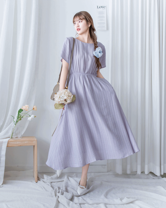 [intent label/ intent 製]  Alice Dress 前後兩穿單排鈕質感暗條紋連身裙 / DSA8010