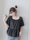 Polka Dot Blouse 黑色橡筋方領點點上衣/ BU9119